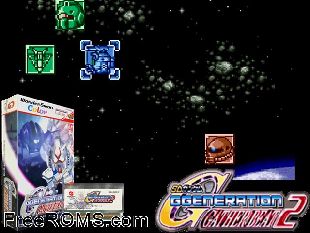SD Gundam G Generation - Gather Beat 2 (J) [!] Wonderswan game showing 3D box cover and gameplay screenshot